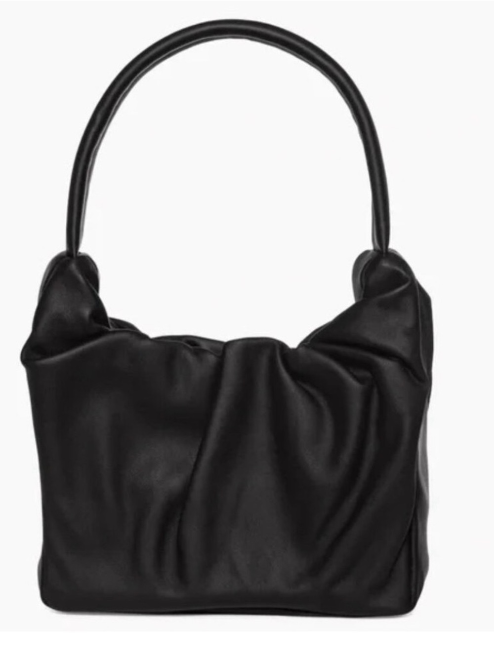 STAUD Black Felix Ruched Leather Bag